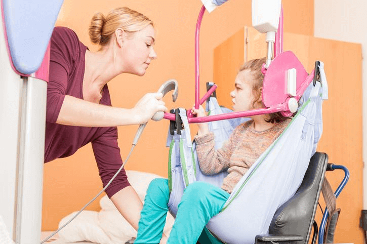 Social worker helps a child