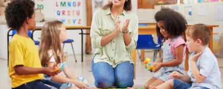 Student in early childcare assistant course teaching children