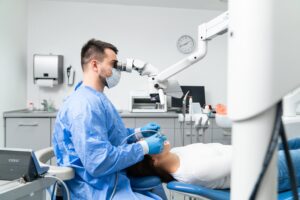 dentist examining a patients teeth