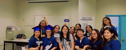 Smiling graduating students after receiving career-ready education at Medix College