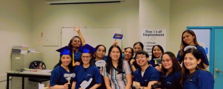 Smiling graduating students after receiving career-ready education at Medix College