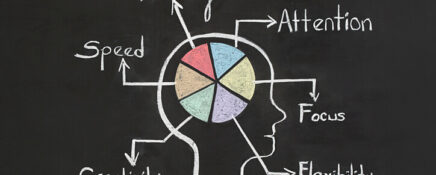 A diagram illustrating brain functions on a chalkboard to represent strategies for improving focus and concentration in healthcare college