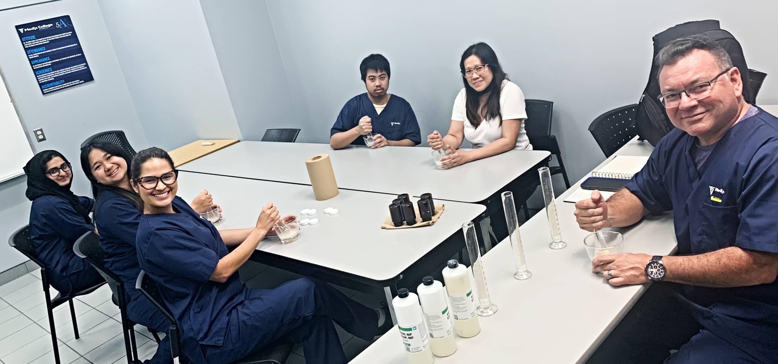 A pharmacy assistant student training at Medix College