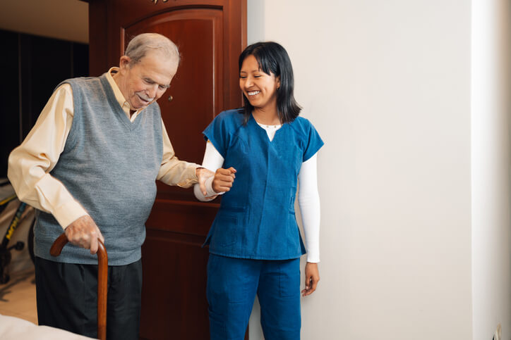A PSW student in Canada practicing caregiving skills