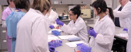 A class of Medix College students in lab technician training